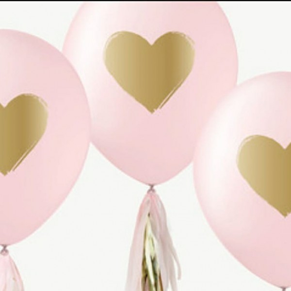 Pembe Altın Kalp Baskılı 10lu Latex Balon