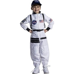 Astronot Kostümü – Erkek ve Kız Çocuklar için NASA Beyaz Uzay Giysisi