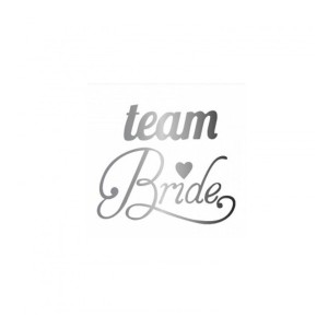 Team Bride Varaklı Geçici Dövme Kalp Baskılı Gümüş