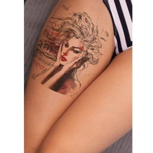 Dövme Tattoo Geçici Kadın Modelli ve Yazılı